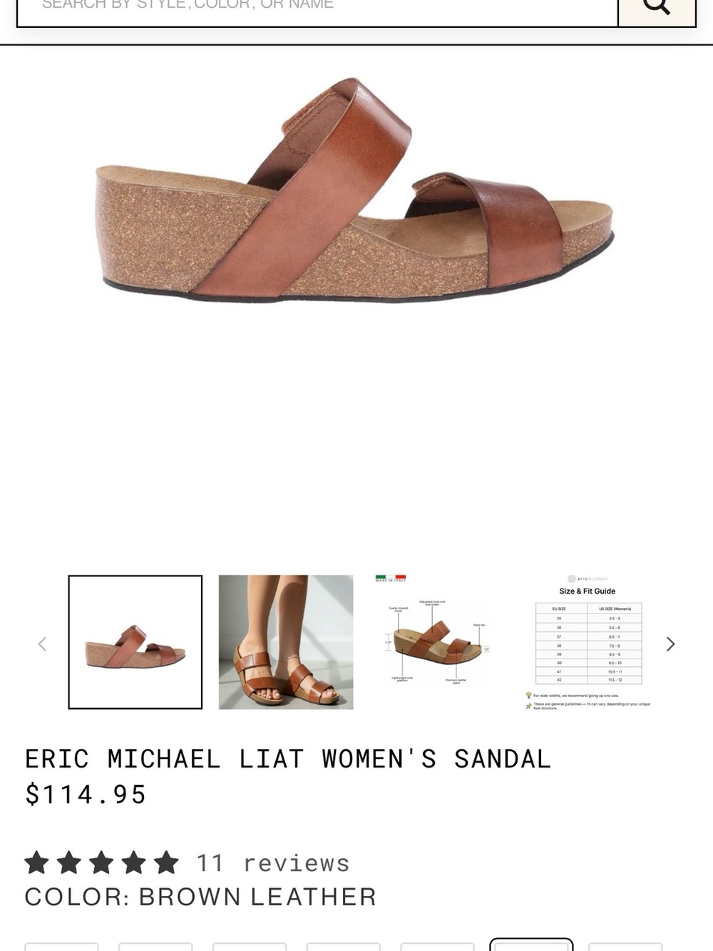 Eric Michael Cognac Leather Slide Sandal